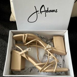 Brand new nude, faux leather, strappy block heels!